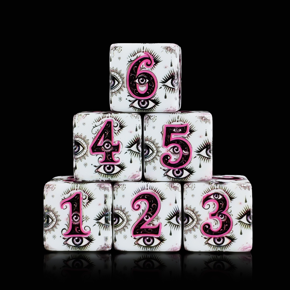 12Pcs 16MM D6 Acrylic Printed  - Board Game Live ulasan dan harga